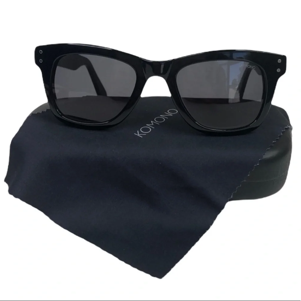 KOMONO Allen Glossy Black Sunglasses NEW wayfarer square